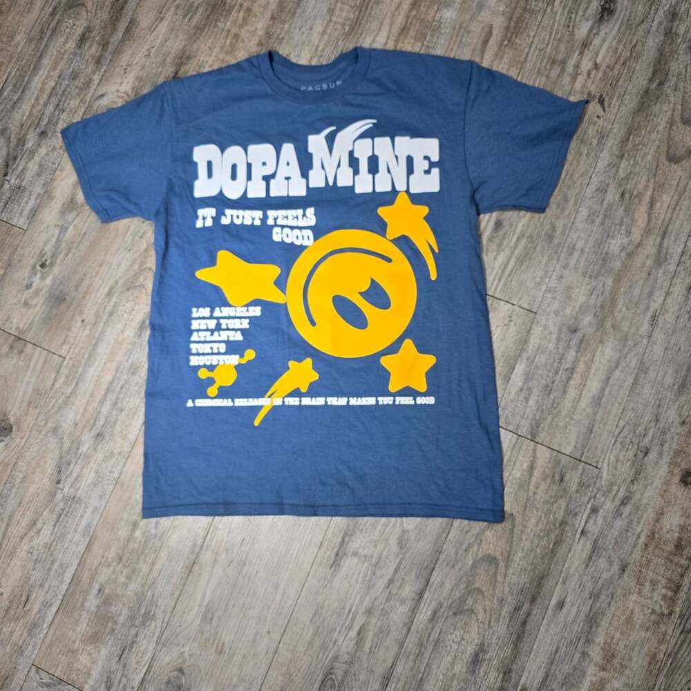 PacSun Dopamine Graphic T-Shirt Size M Blue Short Sleeve